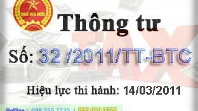 Thông tư 32 /2011/TT-BTC Hướng dẫn khởi tạo phát hành HĐĐT